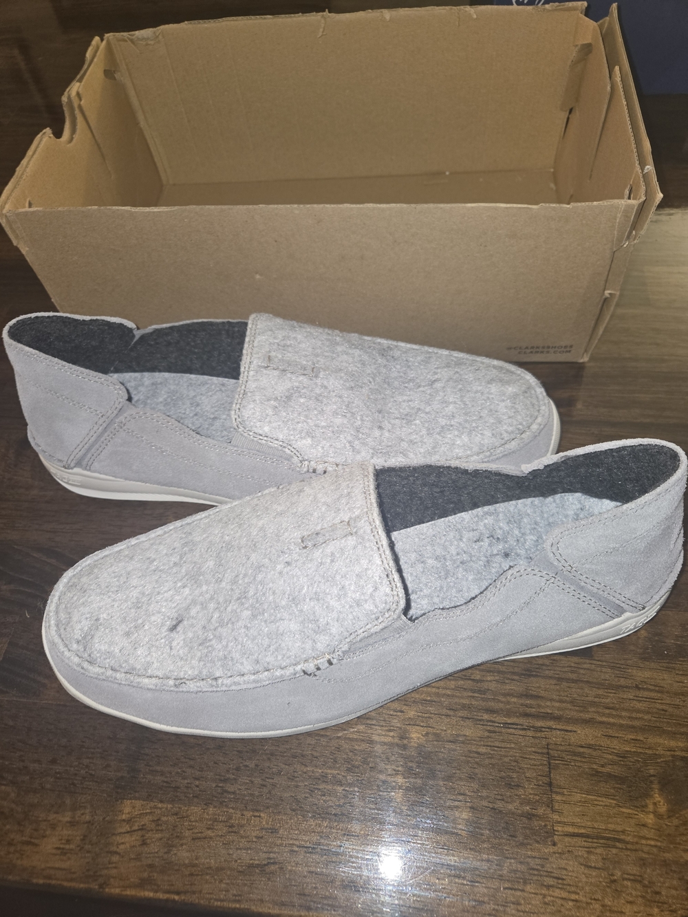 Clarks Gorwin Step Gray Suede Men's 13 Slip-On Loafers